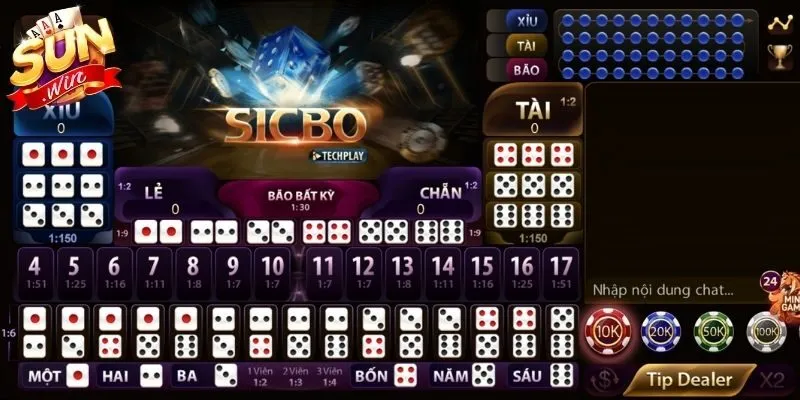 Sicbo - Bàn cược hiển thị nhiều cửa hấp dẫn